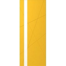 Дверь WanMark Скай-7 желтый, стекло лакобель белое