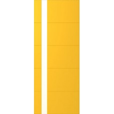 Дверь WanMark Скай-5 желтый, стекло лакобель белое