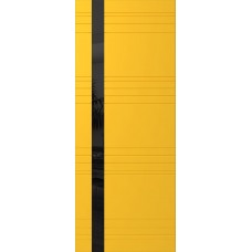 Дверь WanMark Скай-6 желтый, стекло лакобель черное