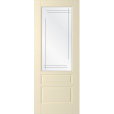 Дверь WanMark Скай-3 крем, сатинат, гравировка рис. 1