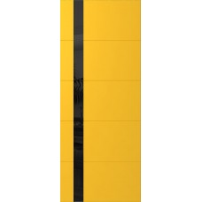 Дверь WanMark Скай-5 желтый, стекло лакобель черное