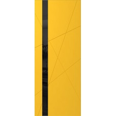 Дверь WanMark Скай-7 желтый, стекло лакобель черное