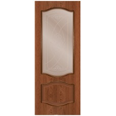 Дверь WanMark Даяна шпон натур. дуб Коньяк, сатинат бронза, прозрачный рис. 1