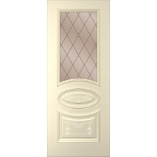 Дверь WanMark Маринэ-1 Крем, сатинат бронза, гравировка рис. Решетка