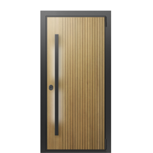 Входная дверь Portalle Termo Wood Дуб светлый, Сатиновое дерево с подсветкой