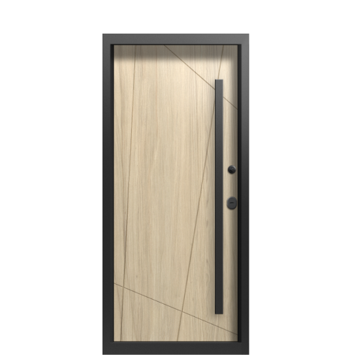 Входная дверь Portalle Termo Wood Дуб светлый, Сатиновое дерево с подсветкой
