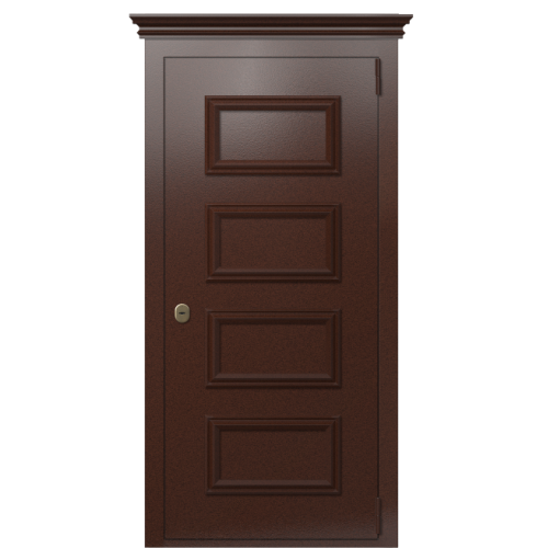 Входная дверь Termo Light Bronze одностворчатая с багетом и карнизом
