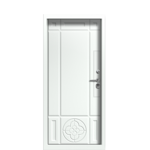 Входная дверь Termo Wood Ral 9003 одностворчатая с карнизом